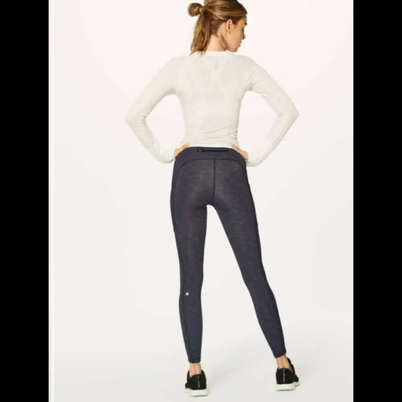 Lululemon Speed Up Tight Leggings 28 " Heathered Black Size 6 - Picture 3 of 7